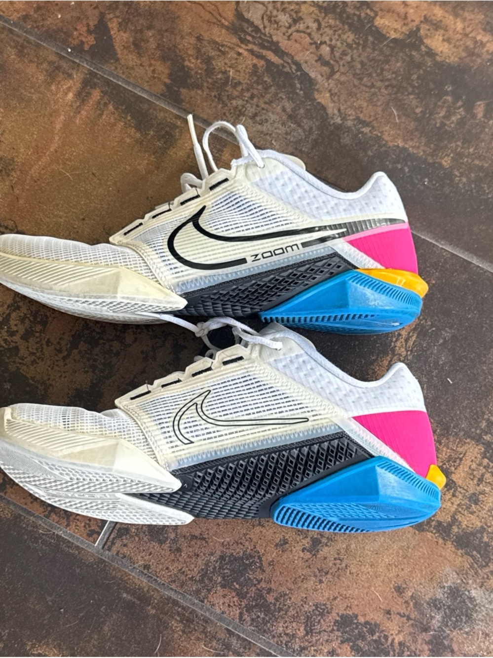 Nike Men's White Black Pink Blue Training Shoes